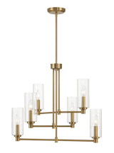 Timeless Six Lights Chandelier With Clear Ribbed Glass - Satin Brass by Ashcroft Furniture at Eve Furniture
