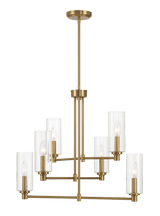 Timeless Six Lights Chandelier With Clear Ribbed Glass - Satin Brass