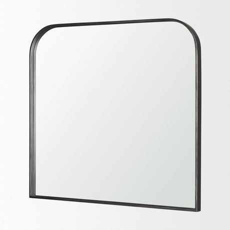 Timon Brushed Black Metal Frame Square Arched Mirror by Mercana at Eve Furniture