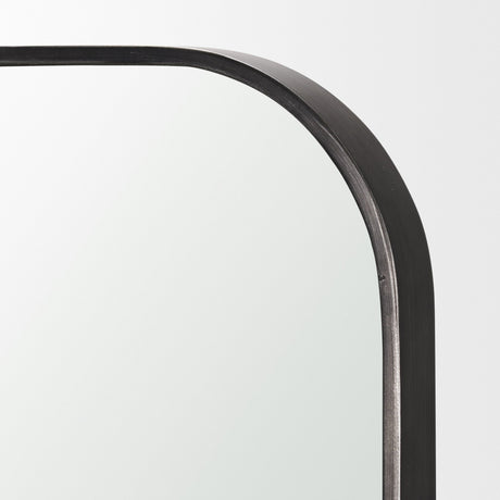 Timon Brushed Black Metal Frame Square Arched Mirror by Mercana at Eve Furniture