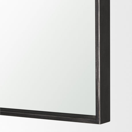 Timon Brushed Black Metal Frame Square Arched Mirror by Mercana at Eve Furniture
