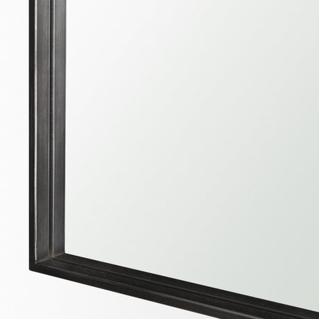 Timon Brushed Black Metal Frame Square Arched Mirror by Mercana at Eve Furniture