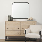 Timon Brushed Black Metal Frame Square Arched Mirror by Mercana at Eve Furniture