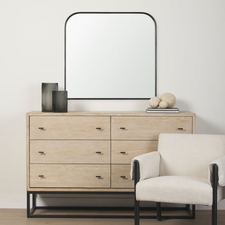 Timon Brushed Black Metal Frame Square Arched Mirror by Mercana at Eve Furniture