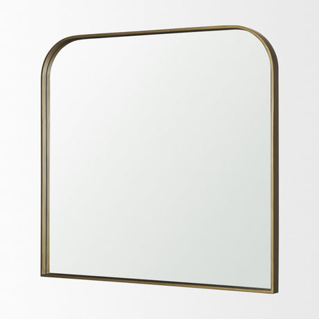 Timon Brushed Gold Square Arched Mirror by Mercana at Eve Furniture