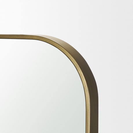 Timon Brushed Gold Square Arched Mirror by Mercana at Eve Furniture