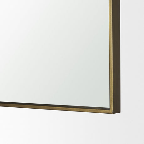 Timon Brushed Gold Square Arched Mirror by Mercana at Eve Furniture