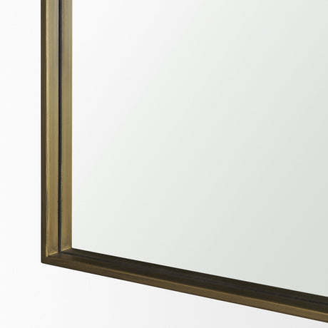 Timon Brushed Gold Square Arched Mirror by Mercana at Eve Furniture