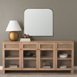 Timon Brushed Gold Square Arched Mirror by Mercana at Eve Furniture