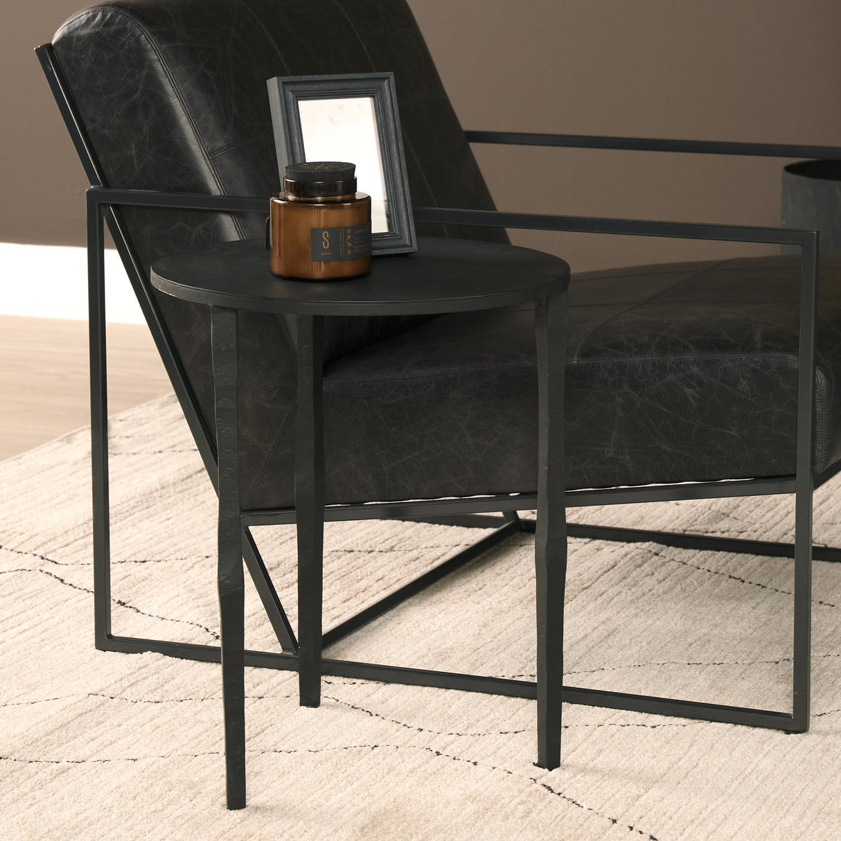Timothy 16.0L x 16.0W X 20.0H Ebony Black Iron Side Table by Mercana at Eve Furniture