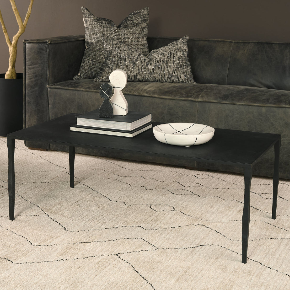 Timothy 42.0 X 22.0 X 15.5 Ebony Black Iron Coffee Table by Mercana at Eve Furniture