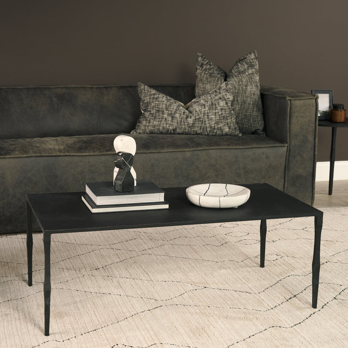 Timothy Ebony Black Iron Coffee Table by Mercana at Eve Furniture