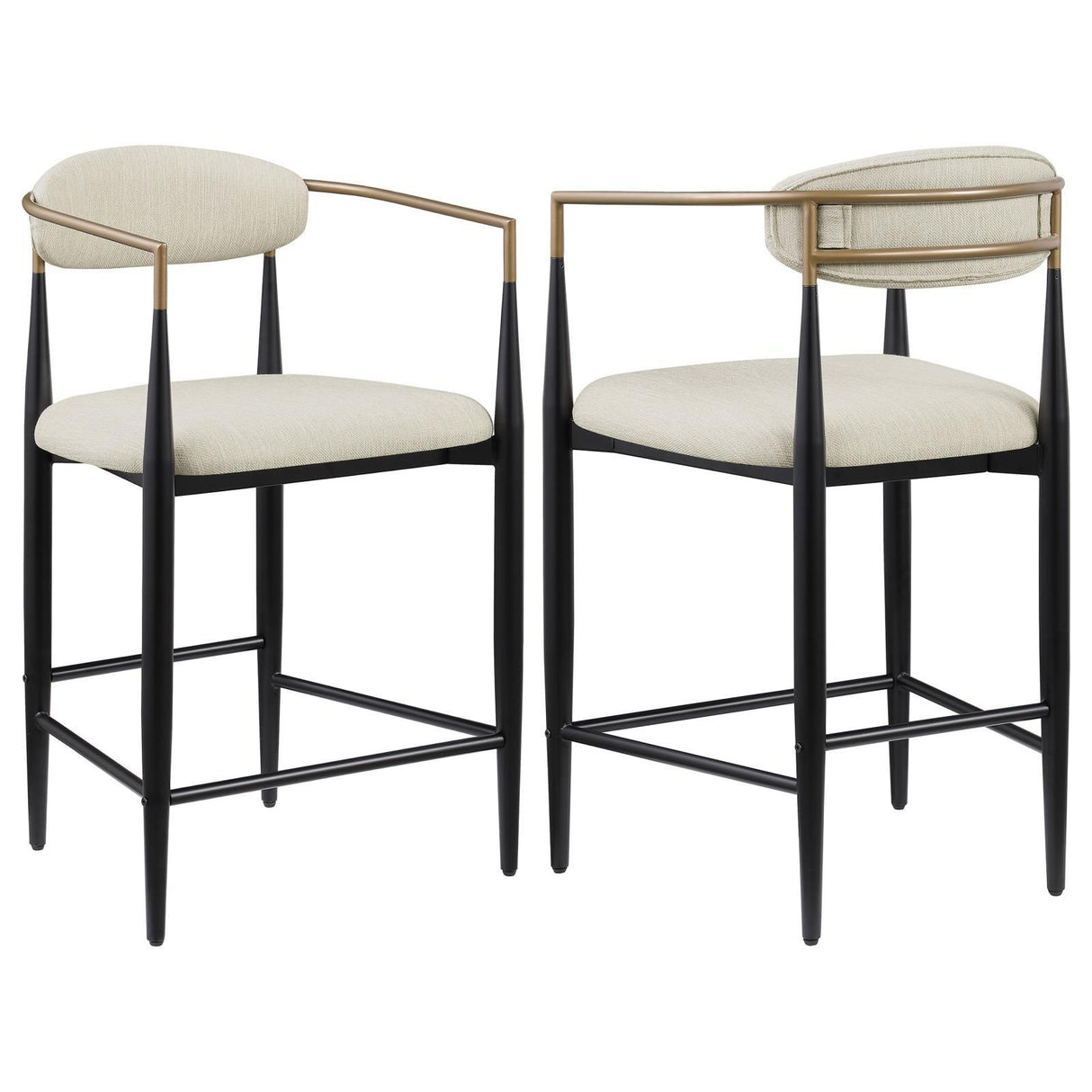 Tina Beige Metal Counter Height Upholstered Bar Stool, Set of 2 by Coaster at Eve Furniture