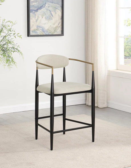 Tina Beige Metal Counter Height Upholstered Bar Stool, Set of 2 by Coaster at Eve Furniture