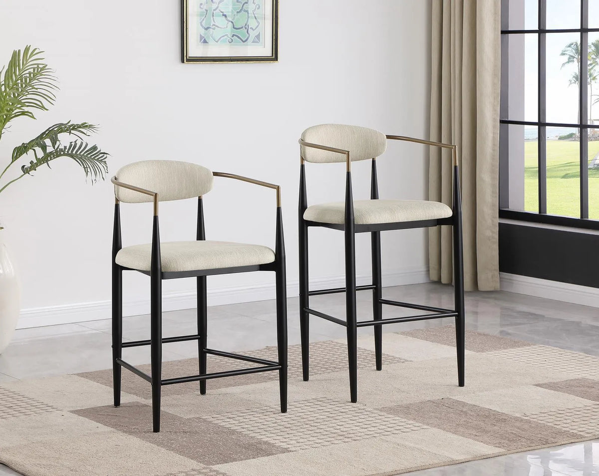 Tina Beige Metal Counter Height Upholstered Bar Stool, Set of 2 by Coaster at Eve Furniture