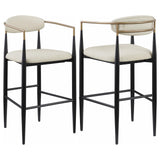 Tina Beige Metal Pub Height Upholstered Bar Stool, Set of 2 by Coaster at Eve Furniture