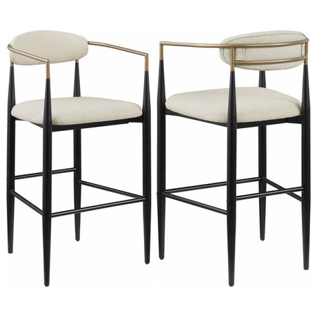 Tina Beige Metal Pub Height Upholstered Bar Stool, Set of 2 by Coaster at Eve Furniture