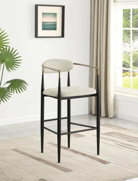 Tina Beige Metal Pub Height Upholstered Bar Stool, Set of 2 by Coaster at Eve Furniture