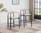 Tina Beige Metal Pub Height Upholstered Bar Stool, Set of 2 by Coaster at Eve Furniture