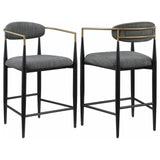 Tina Dark Gray Metal Counter Height Upholstered Bar Stool, Set of 2 by Coaster at Eve Furniture