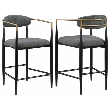 Tina Dark Gray Metal Counter Height Upholstered Bar Stool, Set of 2 by Coaster at Eve Furniture