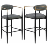 Tina Dark Gray Metal Pub Height Upholstered Bar Stool, Set of 2 by Coaster at Eve Furniture