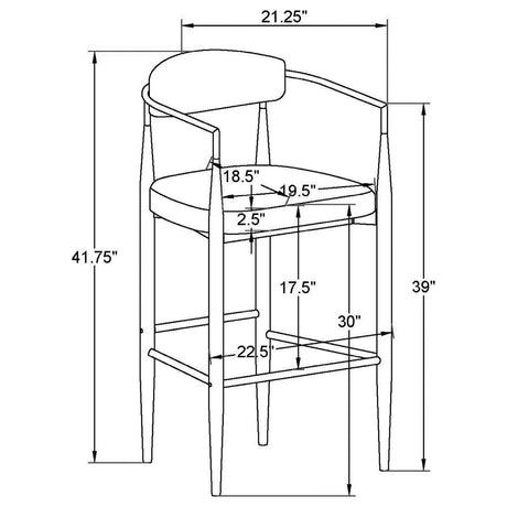 Tina Green Metal Pub Height Upholstered Bar Stool, Set of 2 by Coaster at Eve Furniture