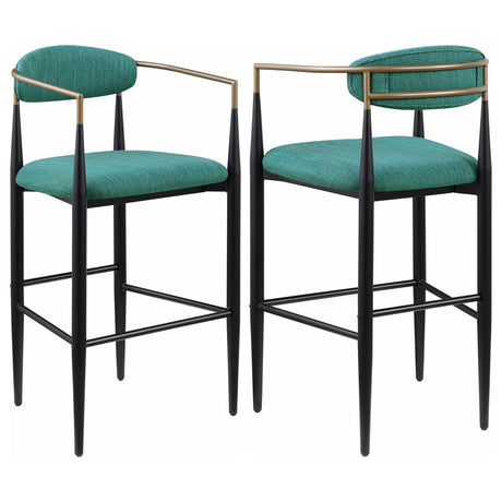 Tina Green Metal Pub Height Upholstered Bar Stool, Set of 2 by Coaster at Eve Furniture