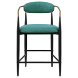 Tina Metal Counter Height Bar Stool with Upholstered Back and Seat Green (Set of 2)