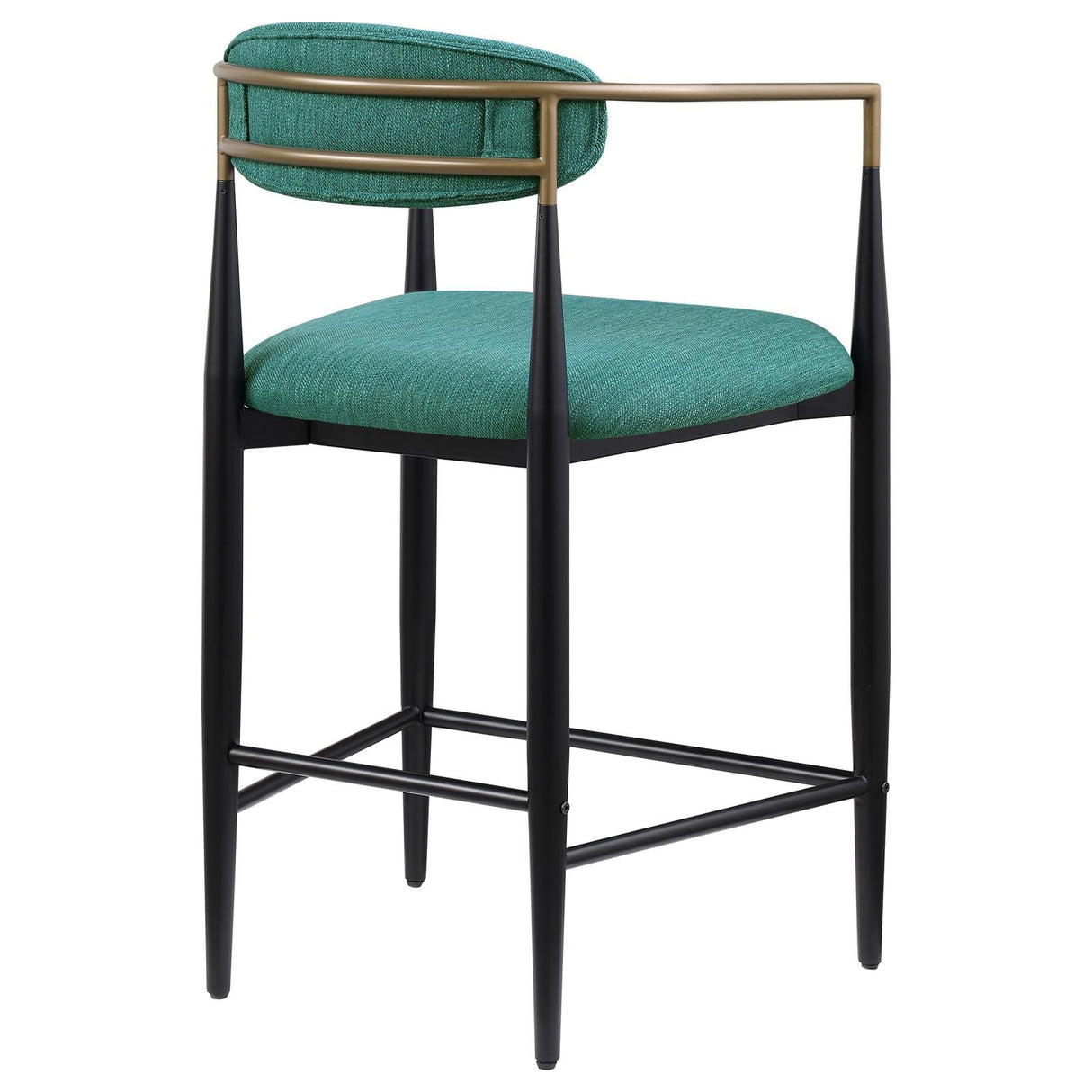 Tina Metal Counter Height Bar Stool with Upholstered Back and Seat Green (Set of 2)