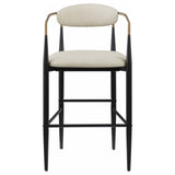 Tina Metal Pub Height Bar Stool with Upholstered Back and Seat Beige (Set of 2)