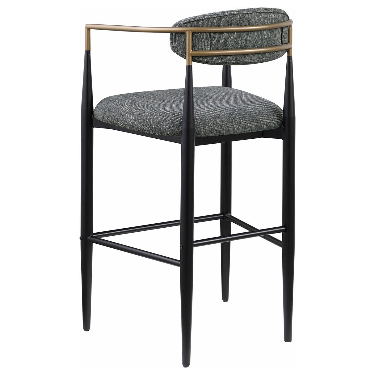 Tina Metal Pub Height Bar Stool with Upholstered Back and Seat Dark Grey (Set of 2)