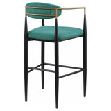 Tina Metal Pub Height Bar Stool with Upholstered Back and Seat Green (Set of 2)