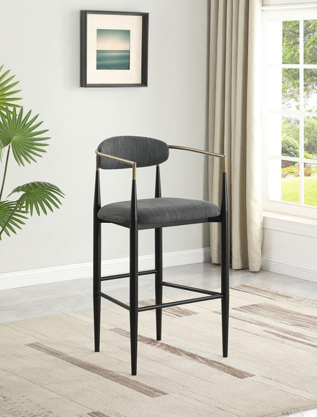 Tina Dark Gray Metal Pub Height Upholstered Bar Stool, Set of 2 by Coaster at Eve Furniture