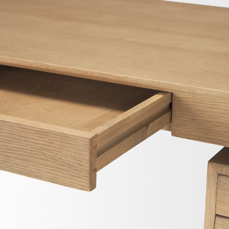 Tino Light Brown Oak Wood w/ 4 Drawers Desk by Mercana at Eve Furniture