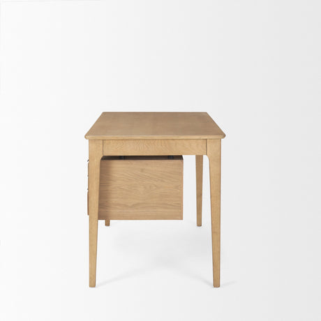 Tino Light Brown Oak Wood w/ 4 Drawers Desk by Mercana at Eve Furniture