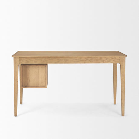 Tino Light Brown Oak Wood w/ 4 Drawers Desk by Mercana at Eve Furniture