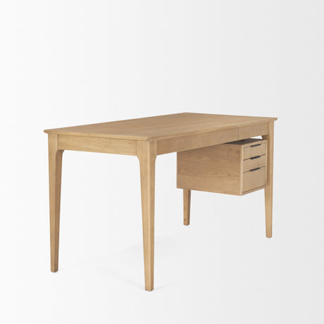 Tino Light Brown Oak Wood w/ 4 Drawers Desk by Mercana at Eve Furniture