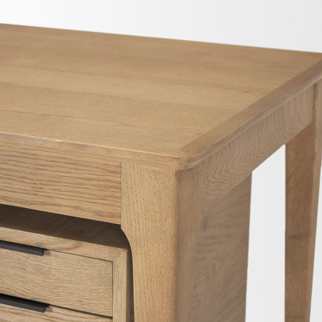 Tino Light Brown Oak Wood w/ 4 Drawers Desk by Mercana at Eve Furniture