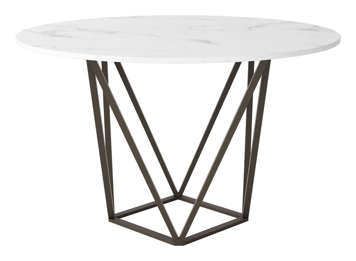 Tintern Dining Table White & Antique Bronze by Zuomod at Eve Furniture