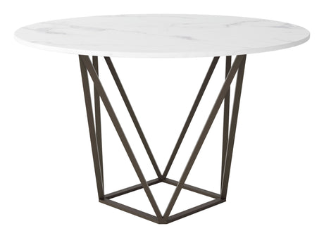 Tintern Dining Table White & Antique Bronze by Zuomod at Eve Furniture
