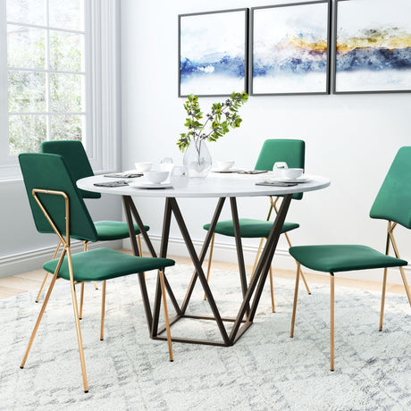 Tintern Dining Table White & Antique Bronze by Zuomod at Eve Furniture