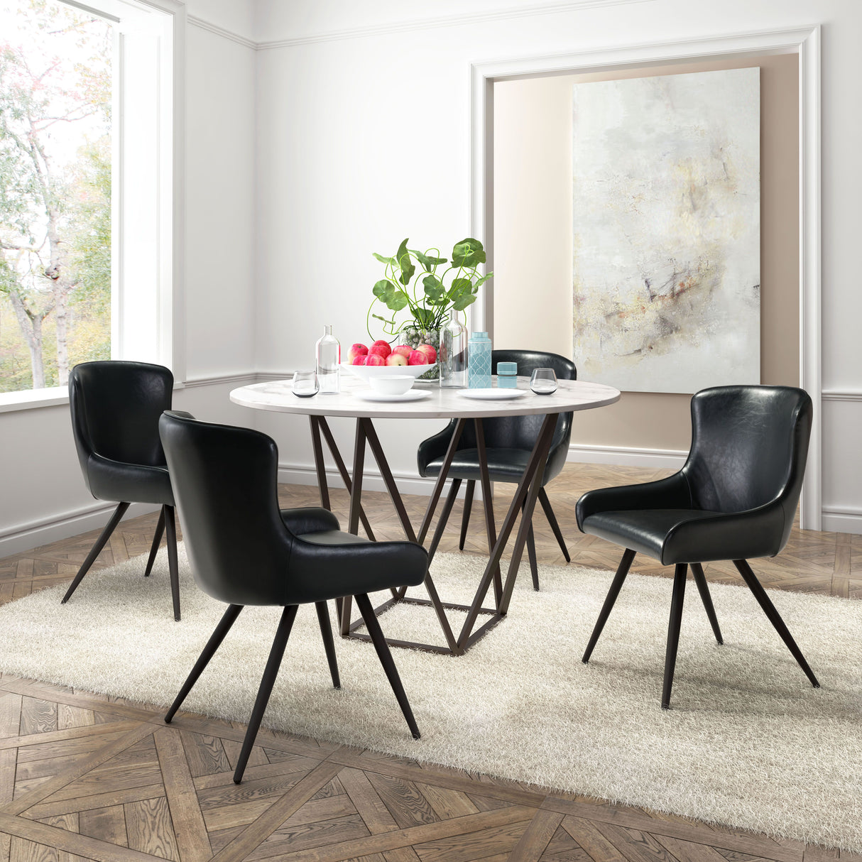 Tintern Dining Table White & Antique Bronze by Zuomod at Eve Furniture