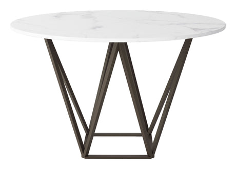 Tintern Dining Table White & Antique Bronze by Zuomod at Eve Furniture