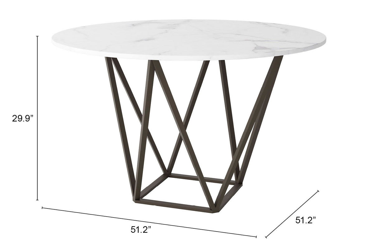 Tintern Dining Table White & Antique Bronze by Zuomod at Eve Furniture
