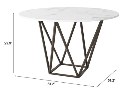 Tintern Dining Table White & Antique Bronze by Zuomod at Eve Furniture