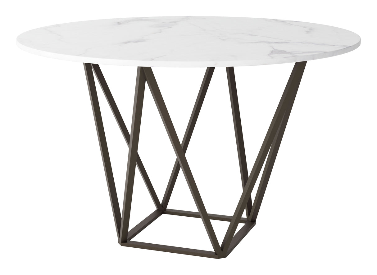 Tintern Dining Table White & Antique Bronze by Zuomod at Eve Furniture