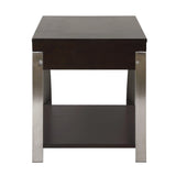 Tioga Espresso/Chrome End Table by Homelegance at Eve Furniture