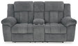 Tip-Off Slate Dual Power Reclining Loveseat by Ashley at Eve Furniture