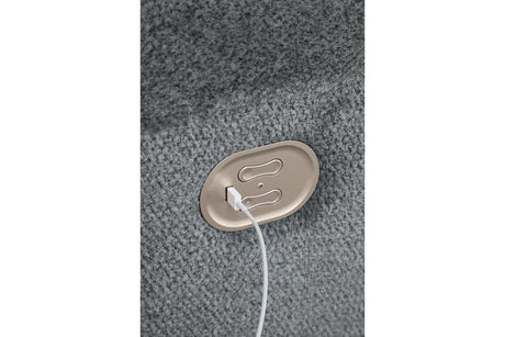 Tip-Off Slate Dual Power Reclining Sofa and Loveseat by Ashley at Eve Furniture